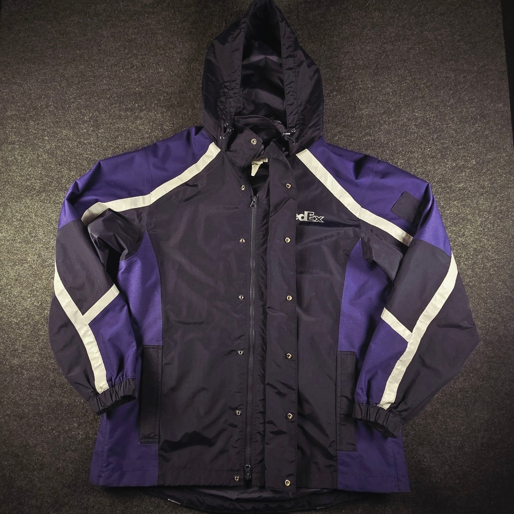 FedEx Stan Herman VF Imagewear Hooded Windbreaker Jacket Purple Black Mens Large
